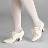 Pompadour Leather 18th Century Shoes (Ivory)