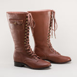 Bessie Vintage Aviator Boots (Tan)