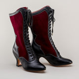 Camille Edwardian Boots (Burgundy/Black)