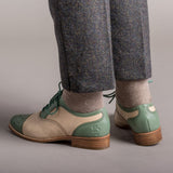Gladys Vintage Cap Toe Oxfords (Sage/Buff)