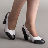 Peggy 1940s Spectator Pumps (Black/White)